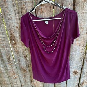 Star Vixen blouse short sleeve scoop flow neckline size large